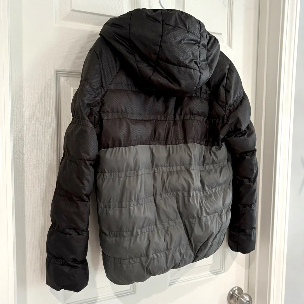 Michael Kors Puffer Zip Up Hood Gray Black Winter Jacket Coat Boys 14/16 Pocket